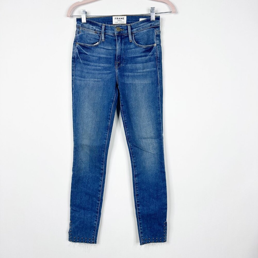 FRAME Le High Skinny Jeans Hazelwood Studded Ankle 24 #A1278 - Picture 5 of 11
